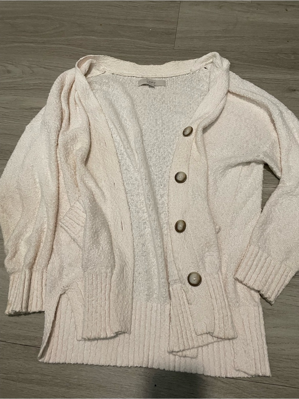LOFT Button-Front Textured Cardigan